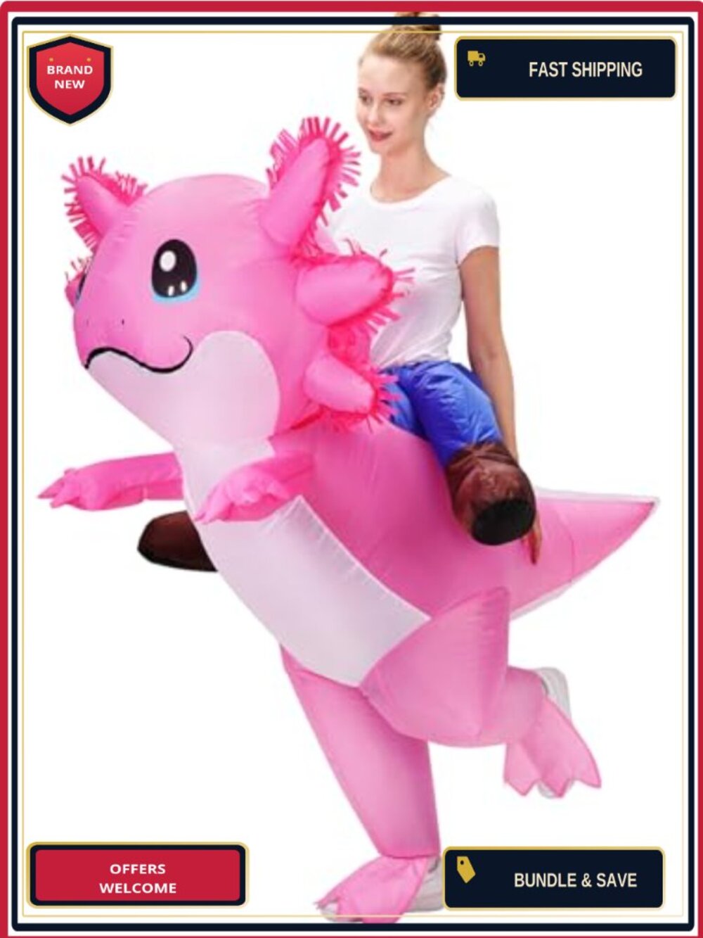 Inflatable Axolotl Costume Adult Halloween Cosplay Blow Up Suit